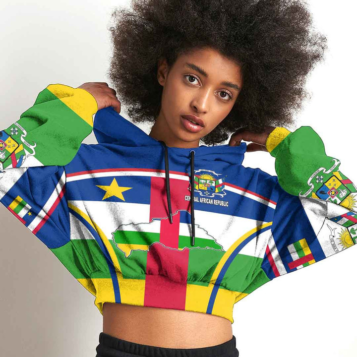 1sttheworld Clothing - Central African Republic Active Flag Croptop Hoodie A35