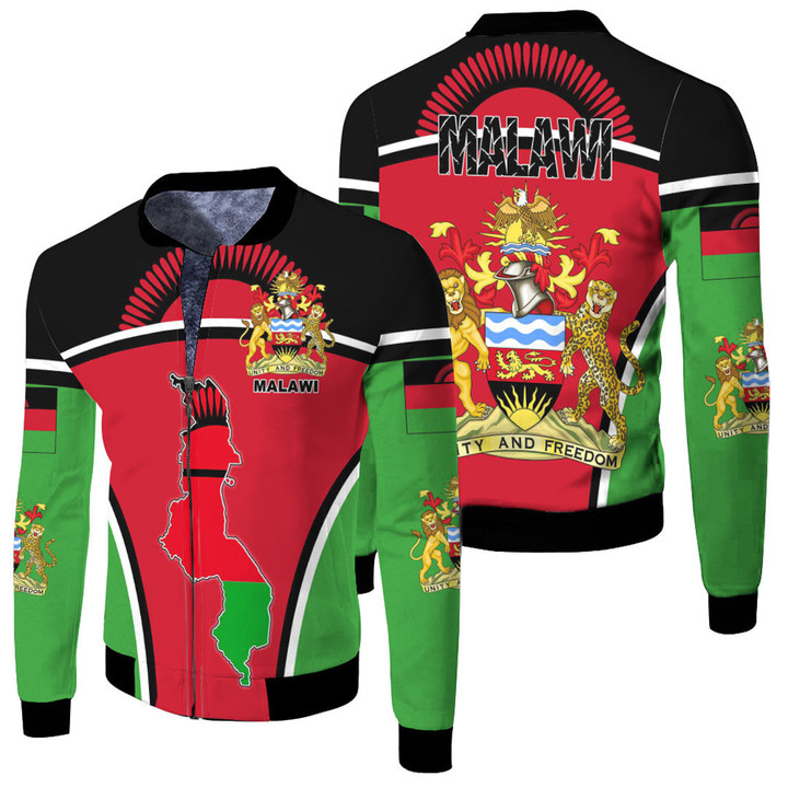 1sttheworld Clothing - Malawi Active Flag Fleece Winter Jacket A35