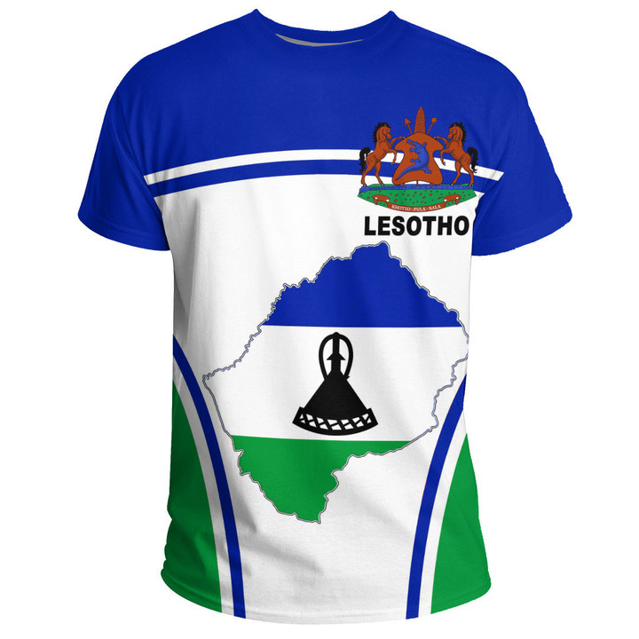 1sttheworld Clothing - Lesotho Active Flag T-Shirt A35