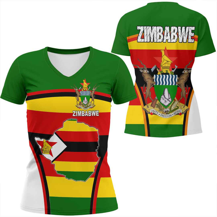 1sttheworld Clothing - Zimbabwe Bincjou Women V-neck T-Shirt A35