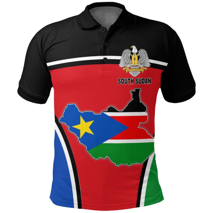 1sttheworld Clothing - South Sudan Active Flag Polo Shirt A35