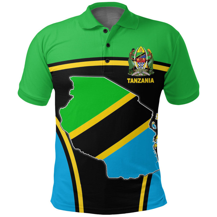 1sttheworld Clothing - Tanzania Active Flag Polo Shirt A35