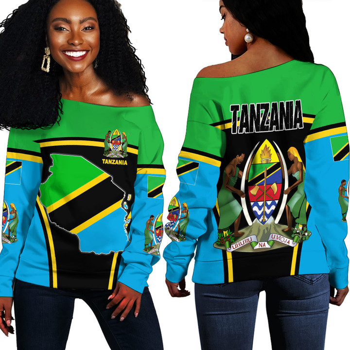 1sttheworld Clothing -  Tanzania Active Flag Off Shoulder Sweater A35