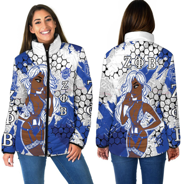 Africa Zone Clothing - Zeta Phi Beta Sorority Special Girl Women Padded Jacket A35 | Africa Zone