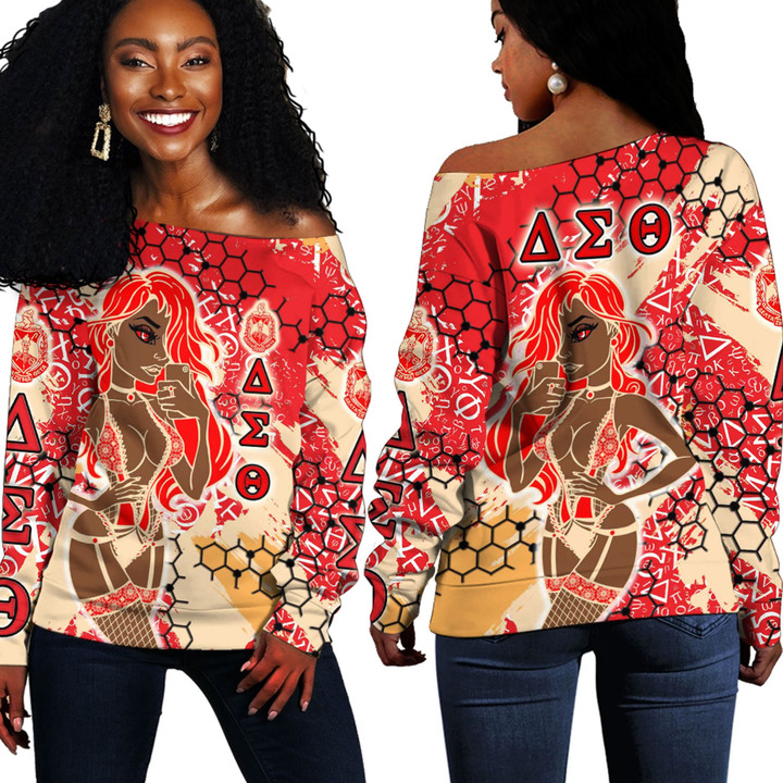Africa Zone Clothing - Delta Sigma Theta Sorority Special Girl Off Shoulder Sweaters A35 | Africa Zone