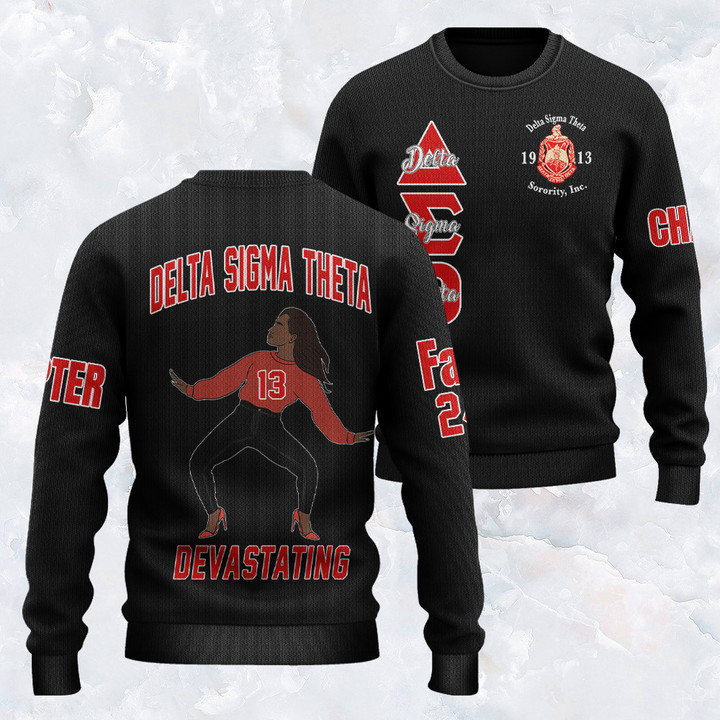 (Custom) Getteestore Knitted Sweater - Delta Sigma Theta Devastating Divas A31