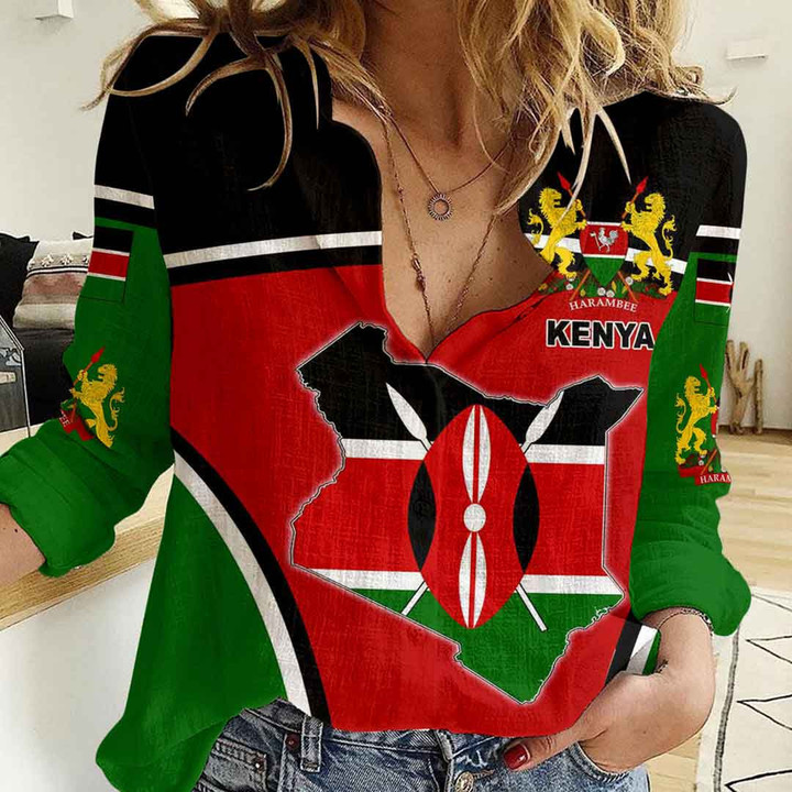 GetteeStore Clothing - Kenya Active Flag Women Casual Shirt A35