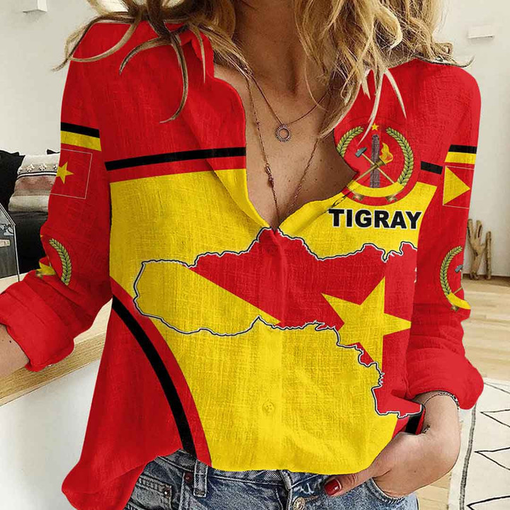 GetteeStore Clothing - Tigray Active Flag Women Casual Shirt A35