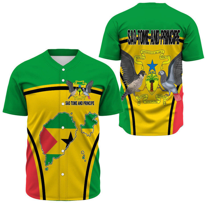 GetteeStore Clothing - Sao Tome and Principe Active Flag Baseball Jersey A35