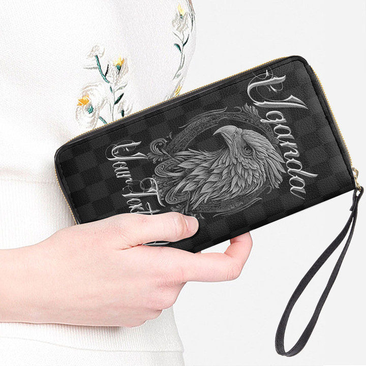 Uganda Women's Leather Wallet - Silver Eagle (You can Personalize Custom Text) A7 | 1sttheworld
