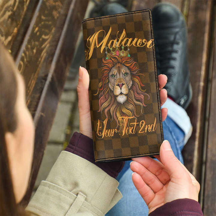 Malawi Clutch Purse King Lion with Crown (You can Personalize Custom Text) A7 | Africazone