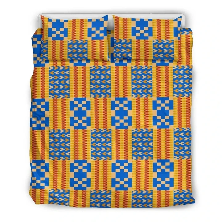Bedding Set - Kente Cloth Weaving Style Duvet Cover & Pillow Cases J0