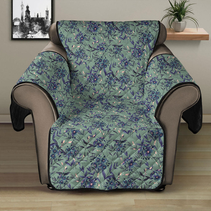 Sofa Protector - Abstract Composition With Bouquets Of Small Blue Flowers On Twigs Sofa Protector Handcrafted to the Highest Quality Standards A7 | GetteeStore