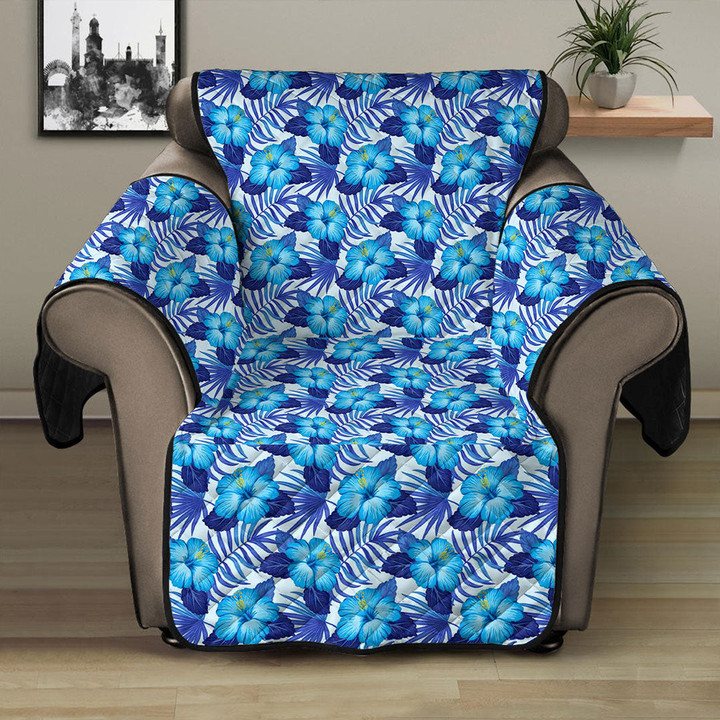 Sofa Protector - Cyan Tropical Hibiscus Flowers Sofa Protector Handcrafted to the Highest Quality Standards A7 | GetteeStore
