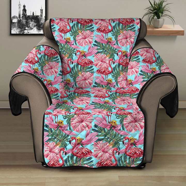 Sofa Protector - Pink Flamingos with Tropical Flowers Sofa Protector Handcrafted to the Highest Quality Standards A7 | GetteeStore