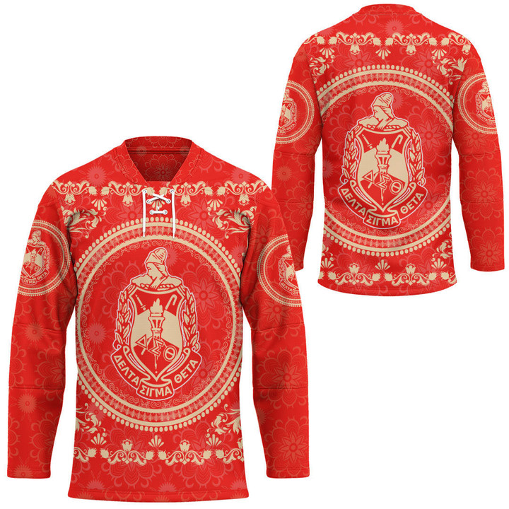 GetteeStore Clothing - Delta Sigma Theta Floral Pattern Hockey Jersey A35