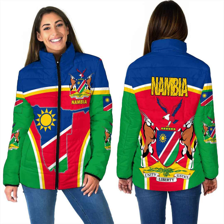 GetteeStore Clothing - Namibia Active Flag Women Padded Jacket a35