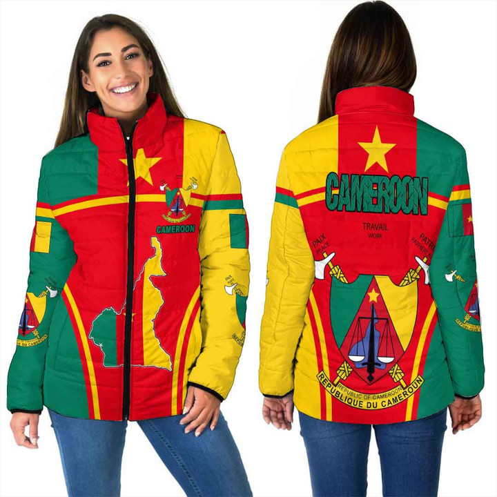GetteeStore Clothing - Cameroon Active Flag Women Padded Jacket a35