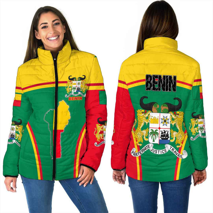 GetteeStore Clothing - Benin Active Flag Women Padded Jacket a35