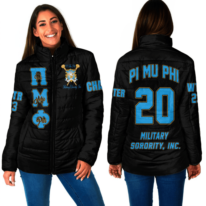 (Custom) Getteestore Women Padded Jacket - Pi Mu Phi Military Sorority A31