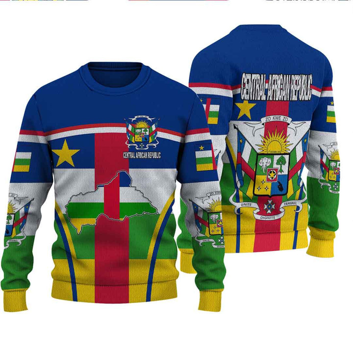 GetteeStore Clothing - Central African Republic Active Flag Knitted Sweater A35