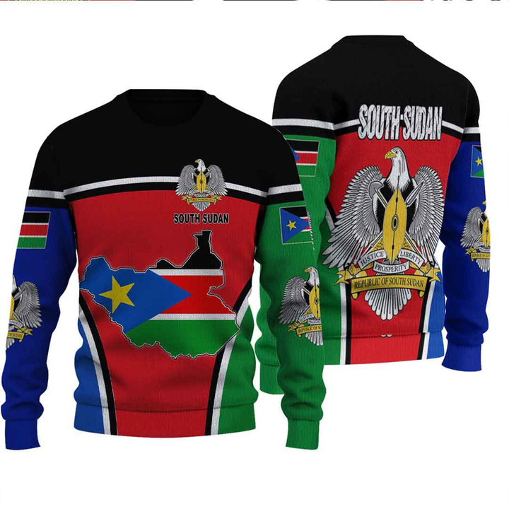 GetteeStore Clothing - South Sudan Active Flag Knitted Sweater A35