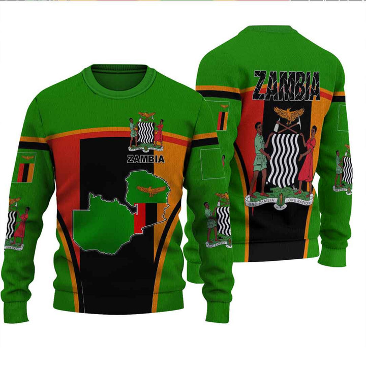 GetteeStore Clothing - Zambia Active Flag Knitted Sweater A35