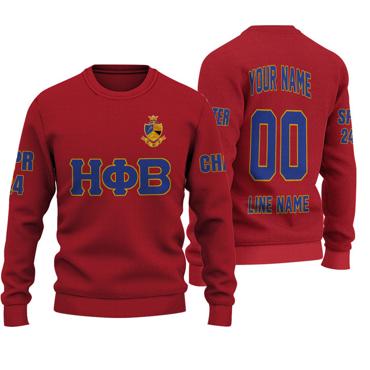 Getteestore Knitted Sweater - (Custom) Eta Phi Beta Sorority (Red) Letters A31