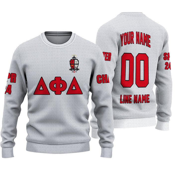 Getteestore Knitted Sweater - (Custom) Delta Phi Delta (White) Letters A31