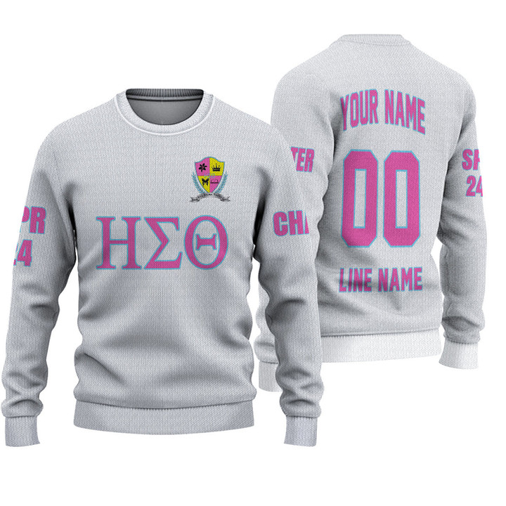 Getteestore Knitted Sweater - (Custom) Eta Sigma Theta Sorority (White) Letters A31