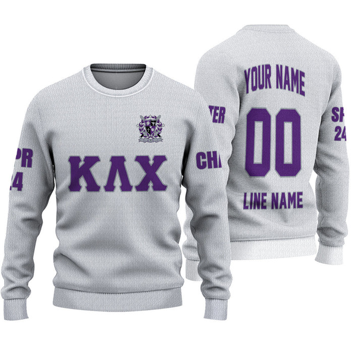 Getteestore Knitted Sweater - (Custom) KLC Military Fraternity (White) Letters A31
