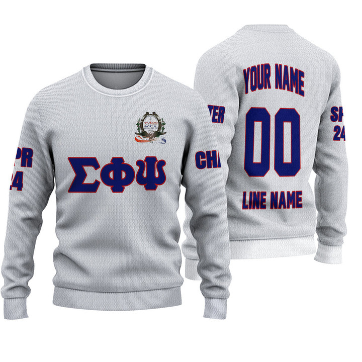 Getteestore Knitted Sweater - (Custom) Sigma Phi Psi Military Sorority (White) Letters A31