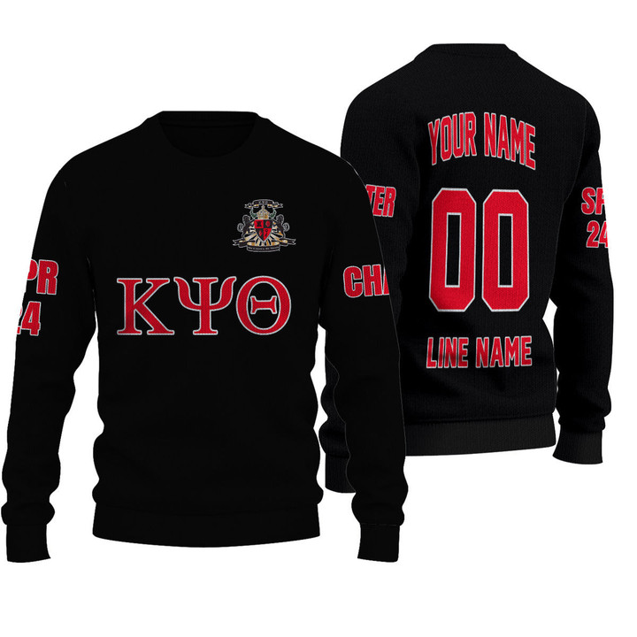 Getteestore Knitted Sweater - (Custom) Kappa Psi Theta Fraternity (Black) Letters A31