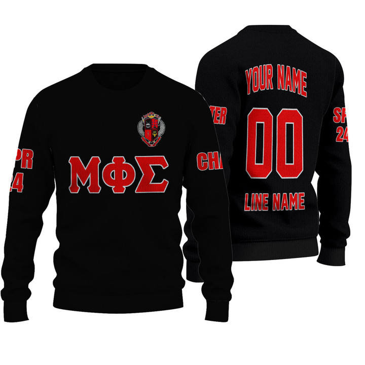 Getteestore Knitted Sweater - (Custom) Mu Phi Sigma Fraternity (Black) Letters A31