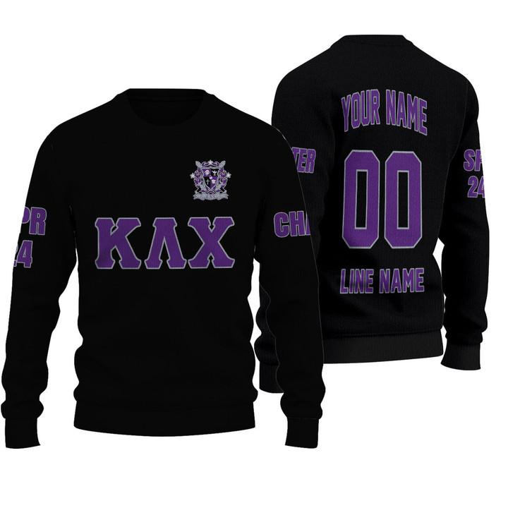 Getteestore Knitted Sweater - (Custom) KLC Military Fraternity (Black) Letters A31