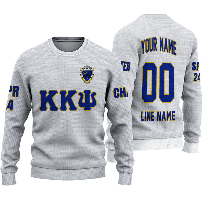 Getteestore Knitted Sweater - (Custom) KKPsi Band Fraternity (White) Letters A31