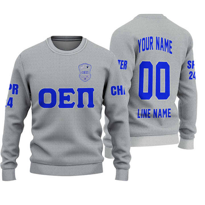 Getteestore Knitted Sweater - (Custom) Omicron Epsilon Pi Sorority (Grey) Letters A31
