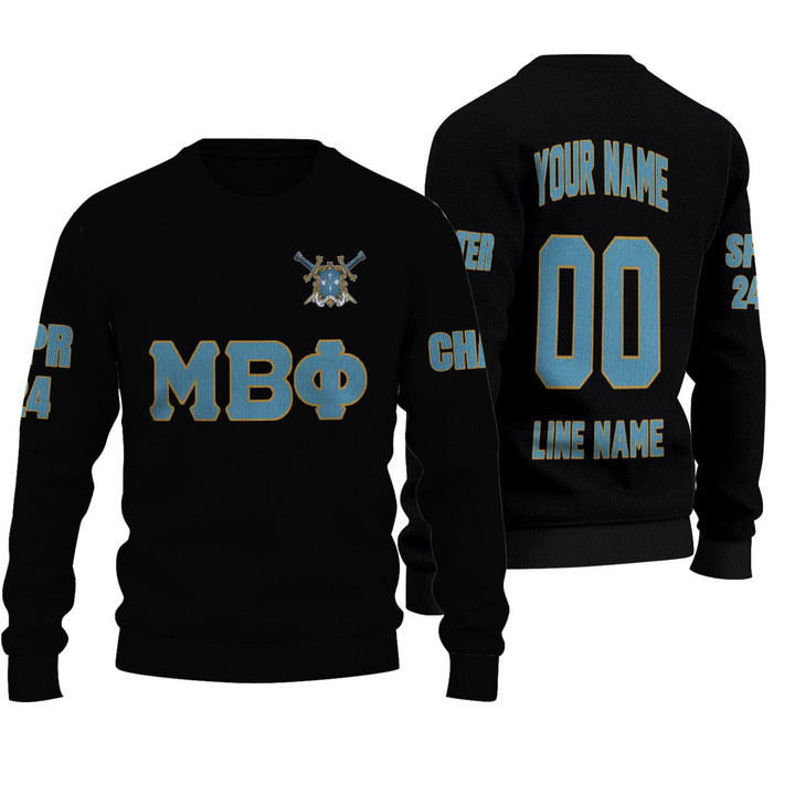 Getteestore Knitted Sweater - (Custom) Mu Beta Phi Military Fraternity (Black) Letters A31