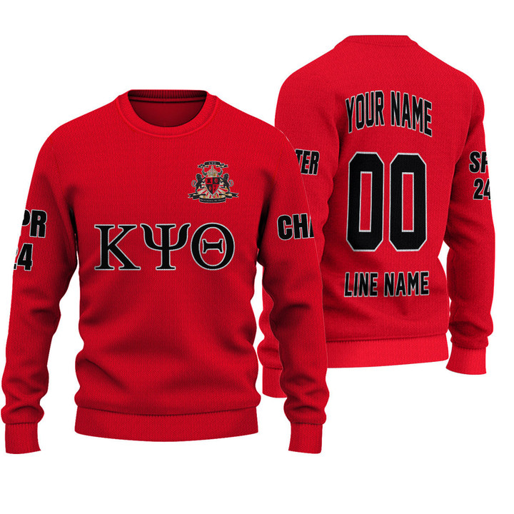 Getteestore Knitted Sweater - (Custom) Kappa Psi Theta Fraternity (Red) Letters A31