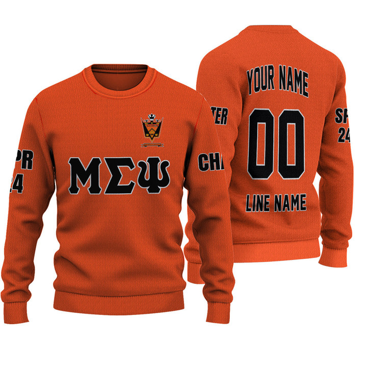 Getteestore Knitted Sweater - (Custom) Malik Fraternity (Orange) Letters A31