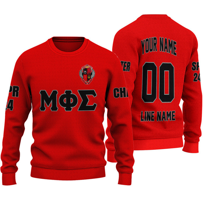 Getteestore Knitted Sweater - (Custom) Mu Phi Sigma Fraternity (Red) Letters A31