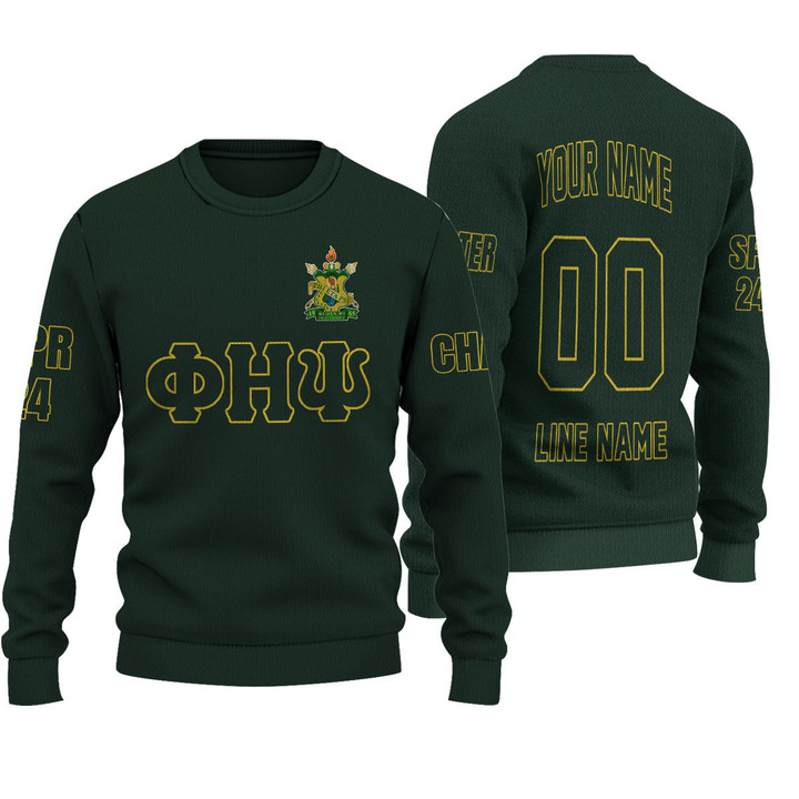 Getteestore Knitted Sweater - (Custom) Phi Eta Psi Fraternity (Green) Letters A31