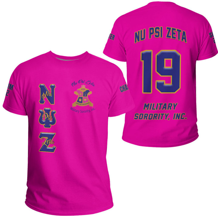 Getteestore T-shirt - (Custom) Nu Psi Zeta Military Sorority (Pink) A31
