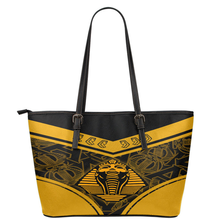 Gettee Store Leather Tote -  Alpha Phi Alpha Sphynx Stylized Leather Tote | Gettee Store

