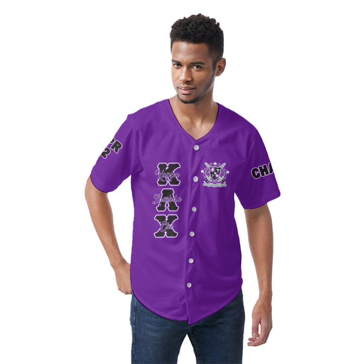 Getteestore Men's Short Sleeve Baseball Jersey - (Custom) KLC Purple A35