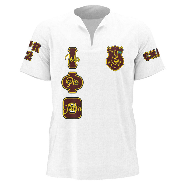 Getteestore Men's African Dashiki Shirt - (Custom) Iota Phi Theta White A35