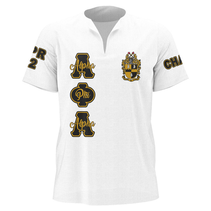 Getteestore Men's African Dashiki Shirt - (Custom) Alpha Phi Alpha White A35