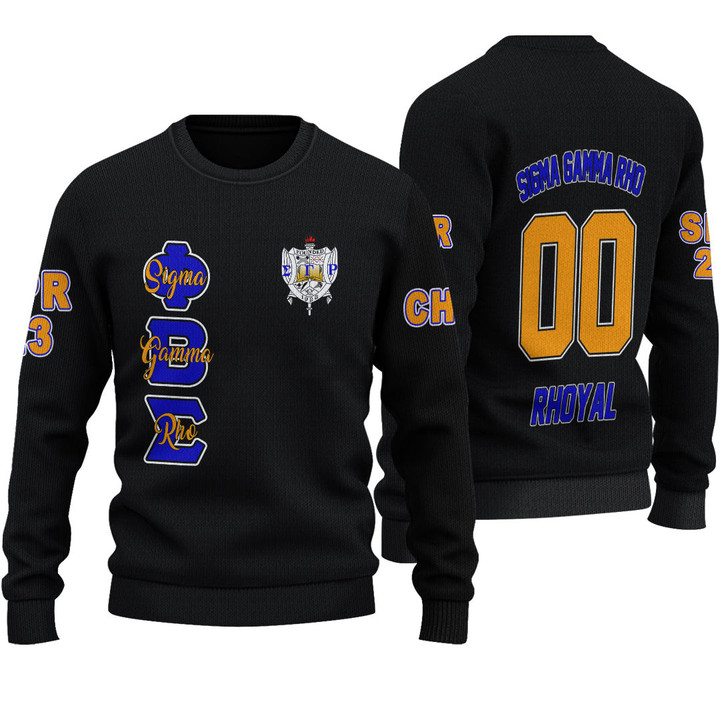 Gettee Store Knitted Sweater - (Custom) Sigma Gamma Rho Black Knitted Sweater A35
