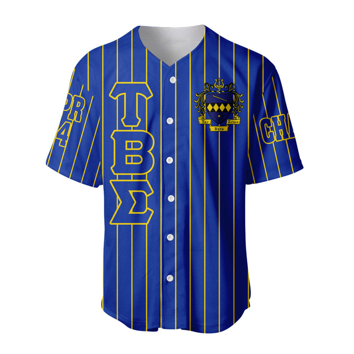 Getteestore Clothing - (Custom) Tau Beta Sigma Band Sorority (White) Pin Striped Baseball Jersey A31