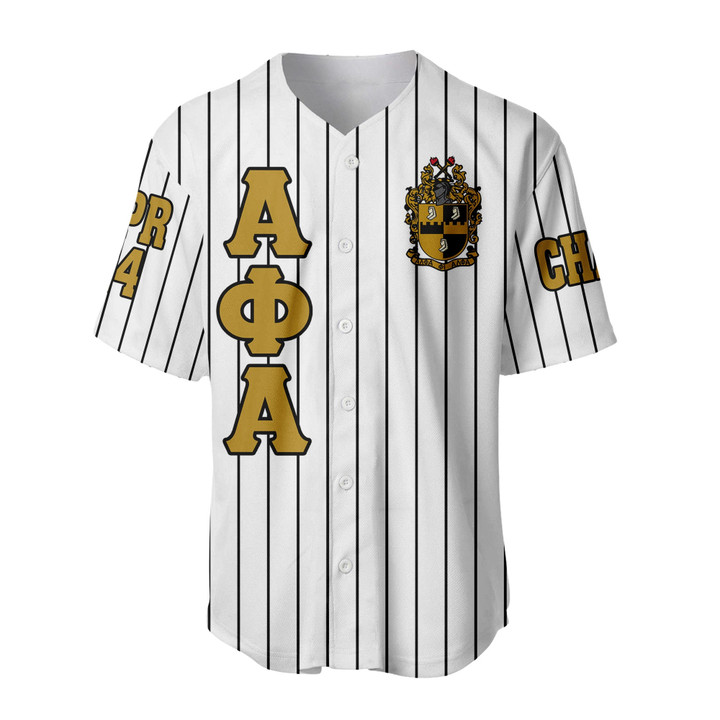 Getteestore Clothing - (Custom) Alpha Phi Alpha Fraternity (White) Pin Striped Baseball Jersey A31